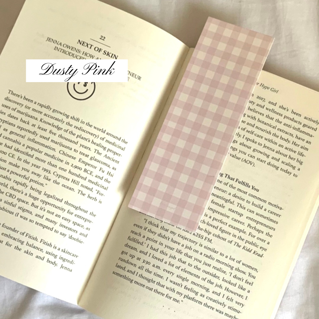 Gingham Bookmark in Dusty Pink