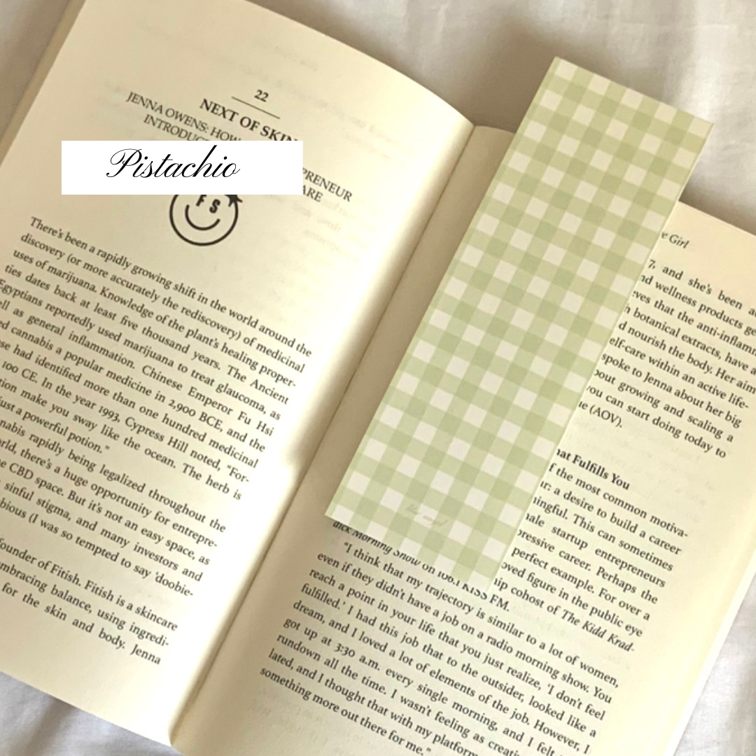 Gingham Bookmark in Pistachio