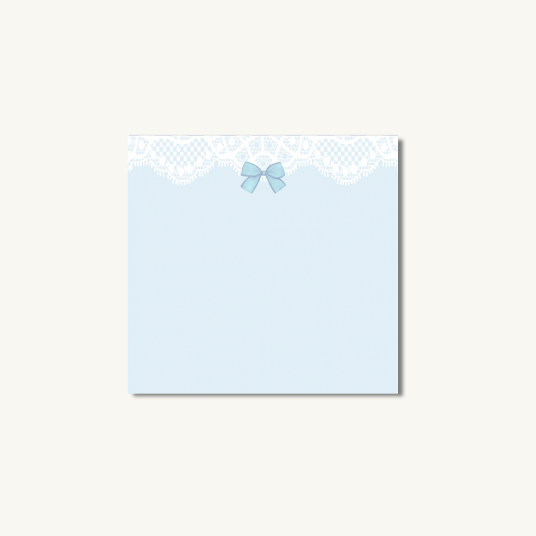 Blue Lace Bow Sticky Notes