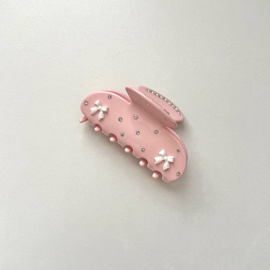 Mini Pink Bow Hair Claw
