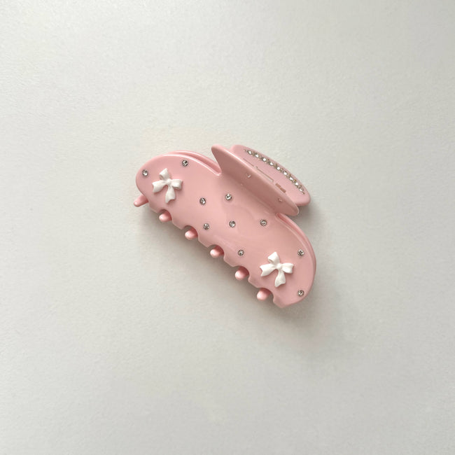 Mini Pink Bow Hair Claw