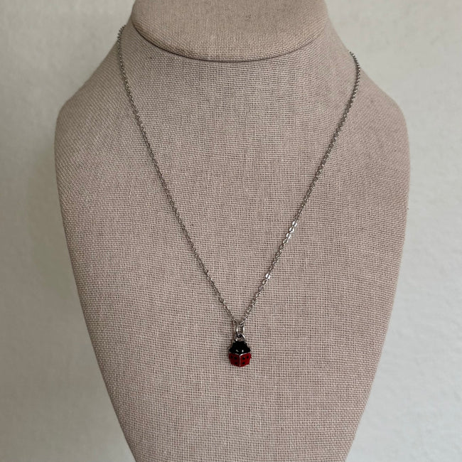 Silver Ladybug Necklace