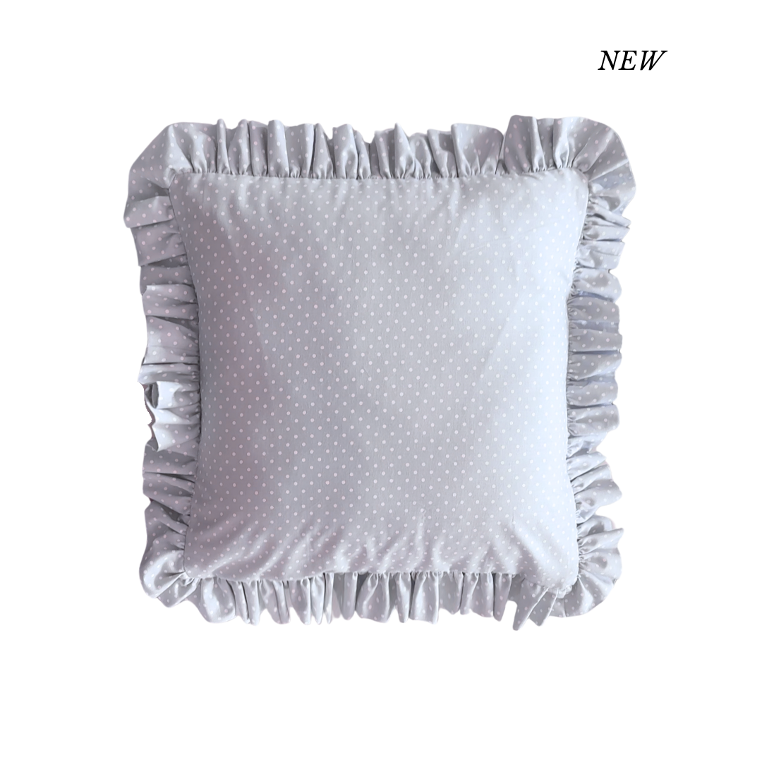Manor Blue Polka Dot Ruffle Pillow Case