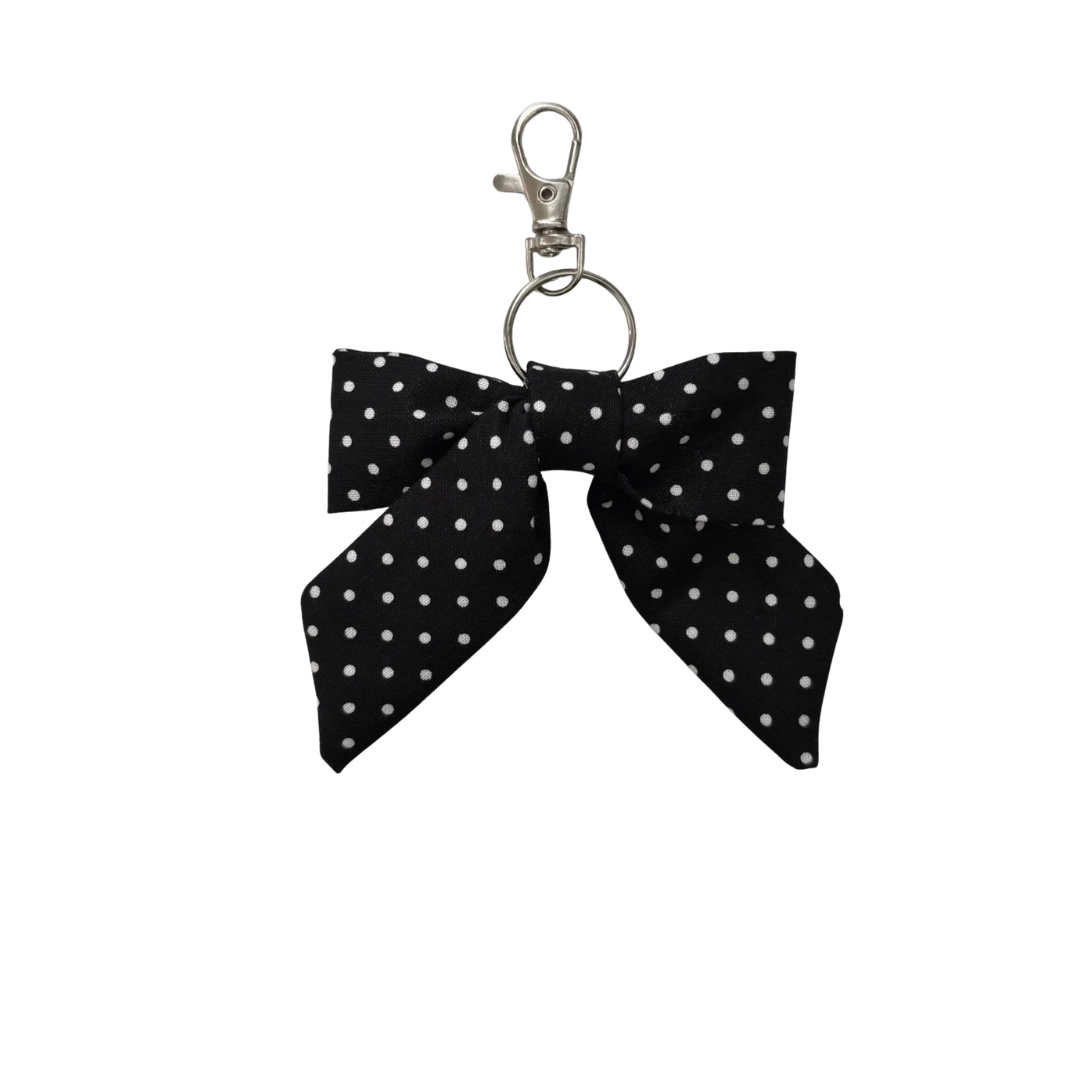 White Polka Dot Bow Charm