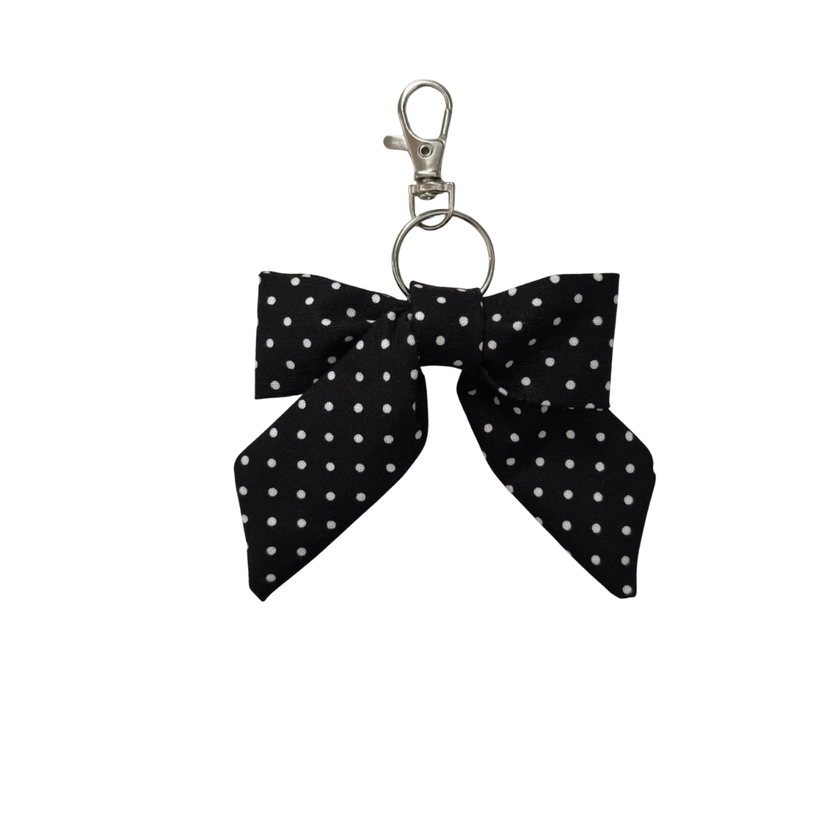 White Polka Dot Bow Charm
