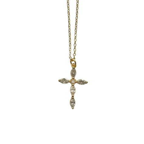 Gold Gem Cross Necklace (Pre-Order)