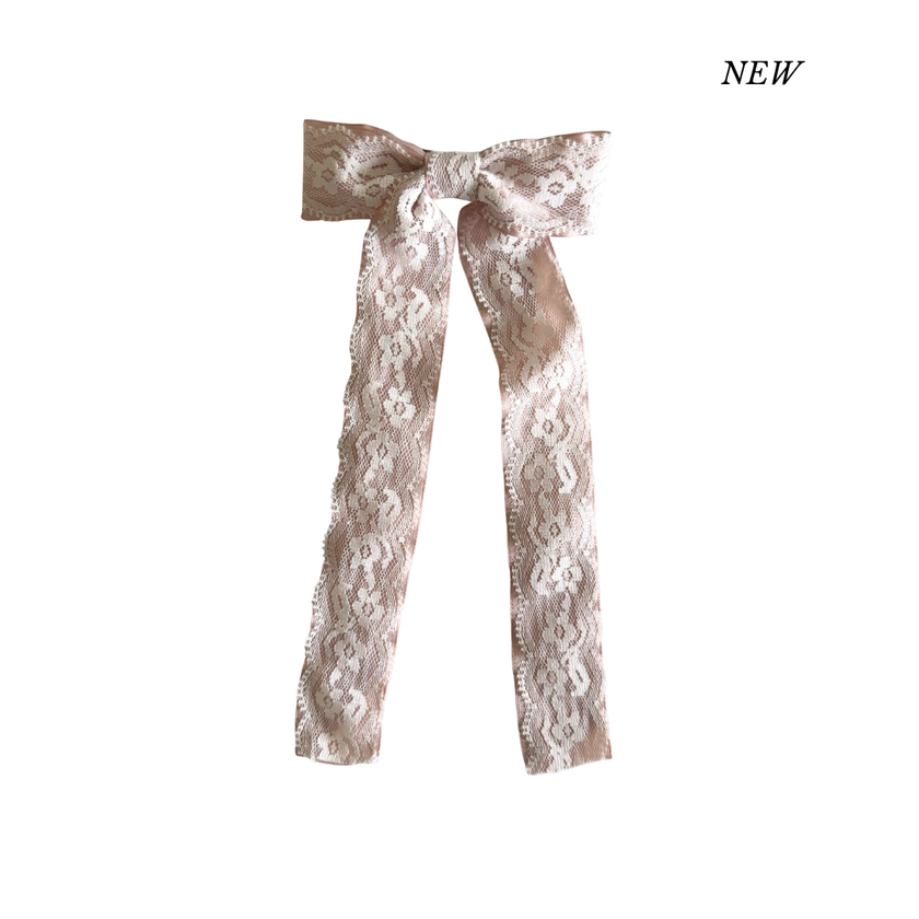 Blush Lace Hair Bow Clip