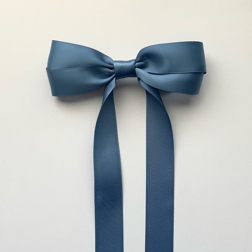 Steel Blue Rosette Hair Bow Clip