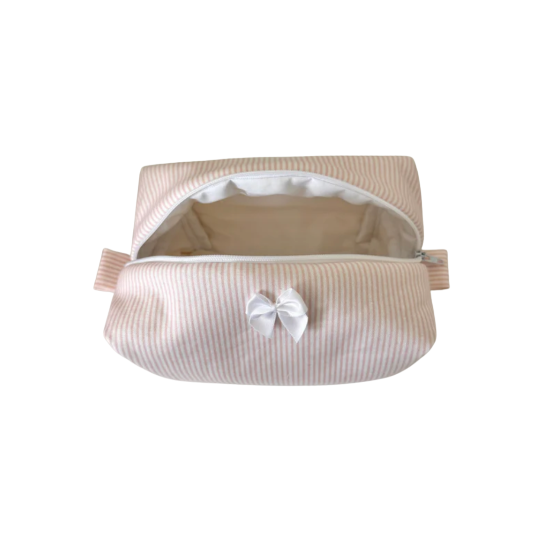 Small Blush Stripes Makeup Bag