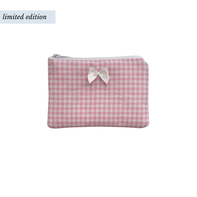 Pink Bow Gingham Coin Pouch