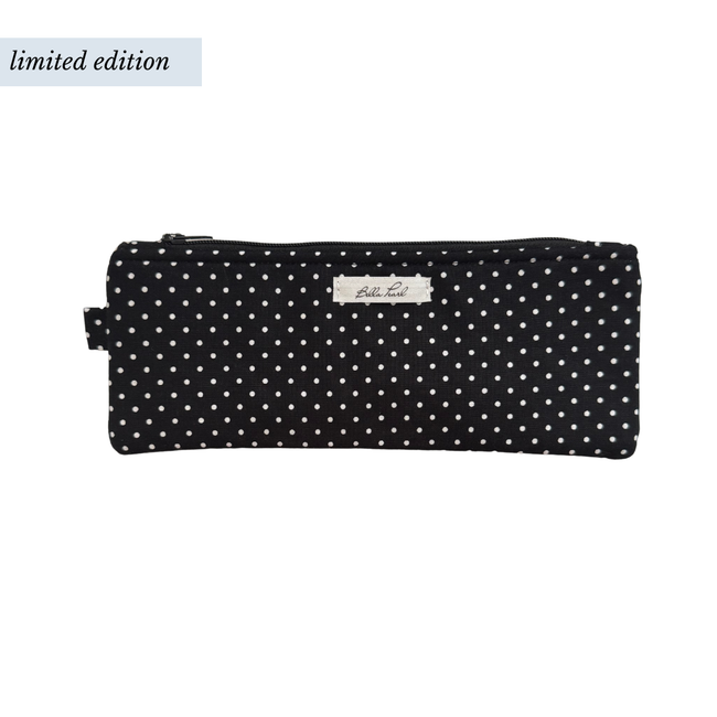 Flat White Polka Dot Pencil Pouch