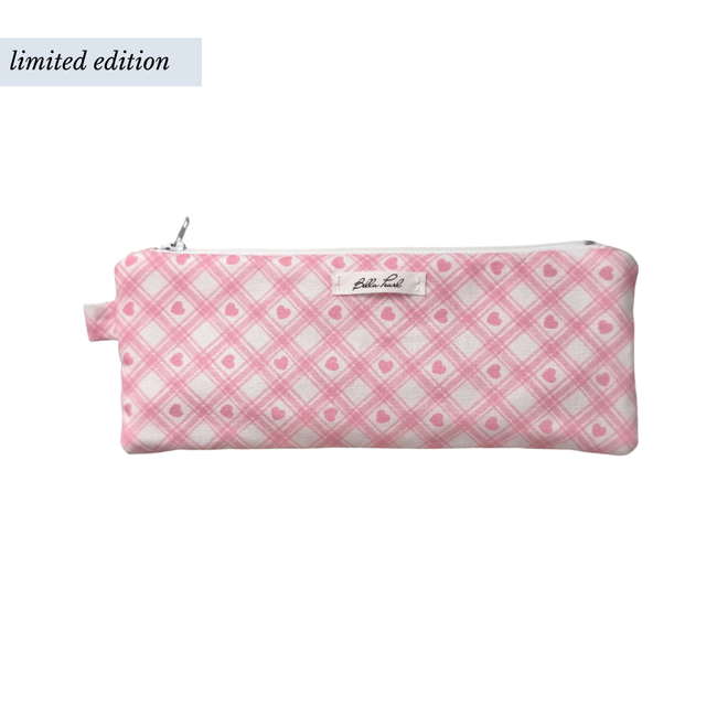 Flat Heart Plaid Pencil Pouch