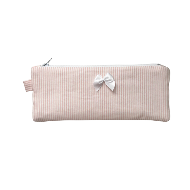 Flat Blush Stripes Pencil Pouch