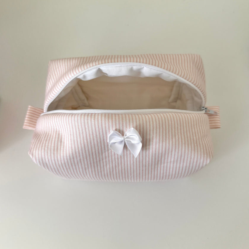Small Blush Stripes Makeup Bag