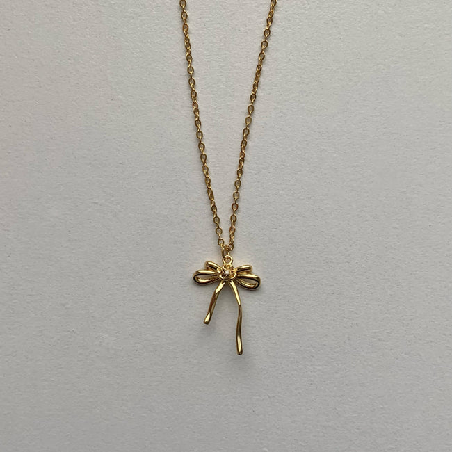Gold Ribbon Rose Necklace (PRE-ORDER)