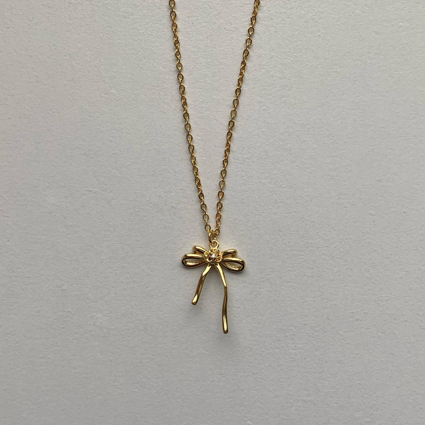 Gold Ribbon Rose Necklace (PRE-ORDER)