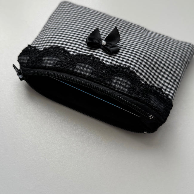 Black Lace Gingham Coin Pouch (Pre-Order)
