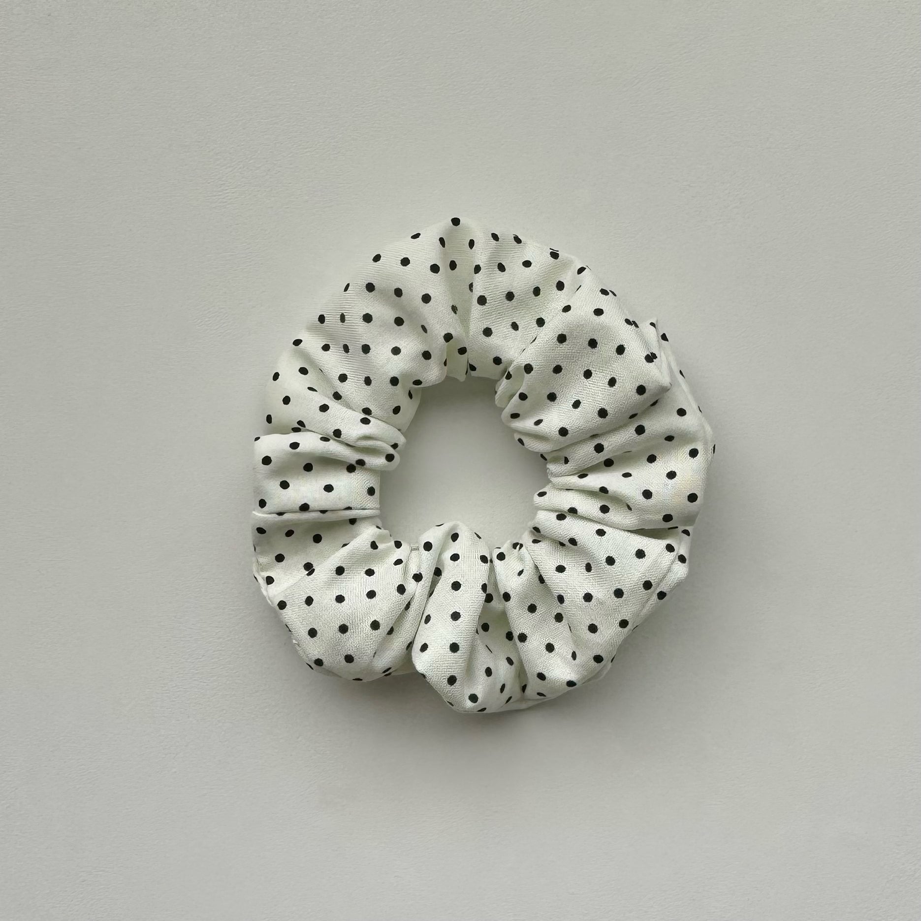 Black Polka Dot Cotton Scrunchie