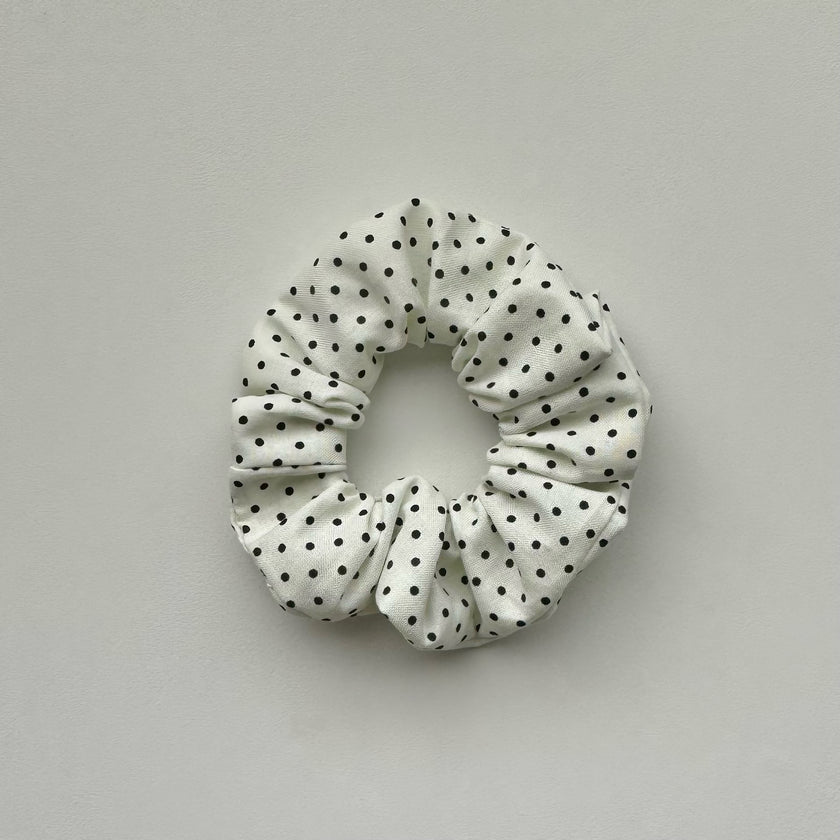 Black Polka Dot Cotton Scrunchie