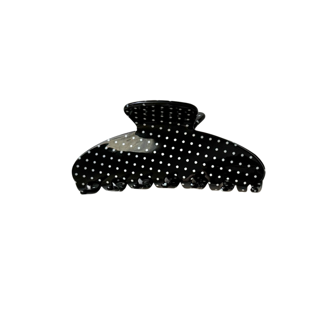 Jet Black Polka Hair Claw