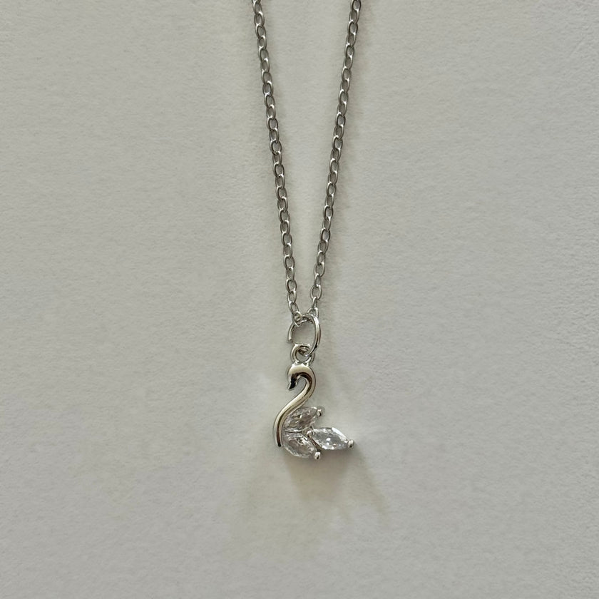 Silver Micro Swan Necklace
