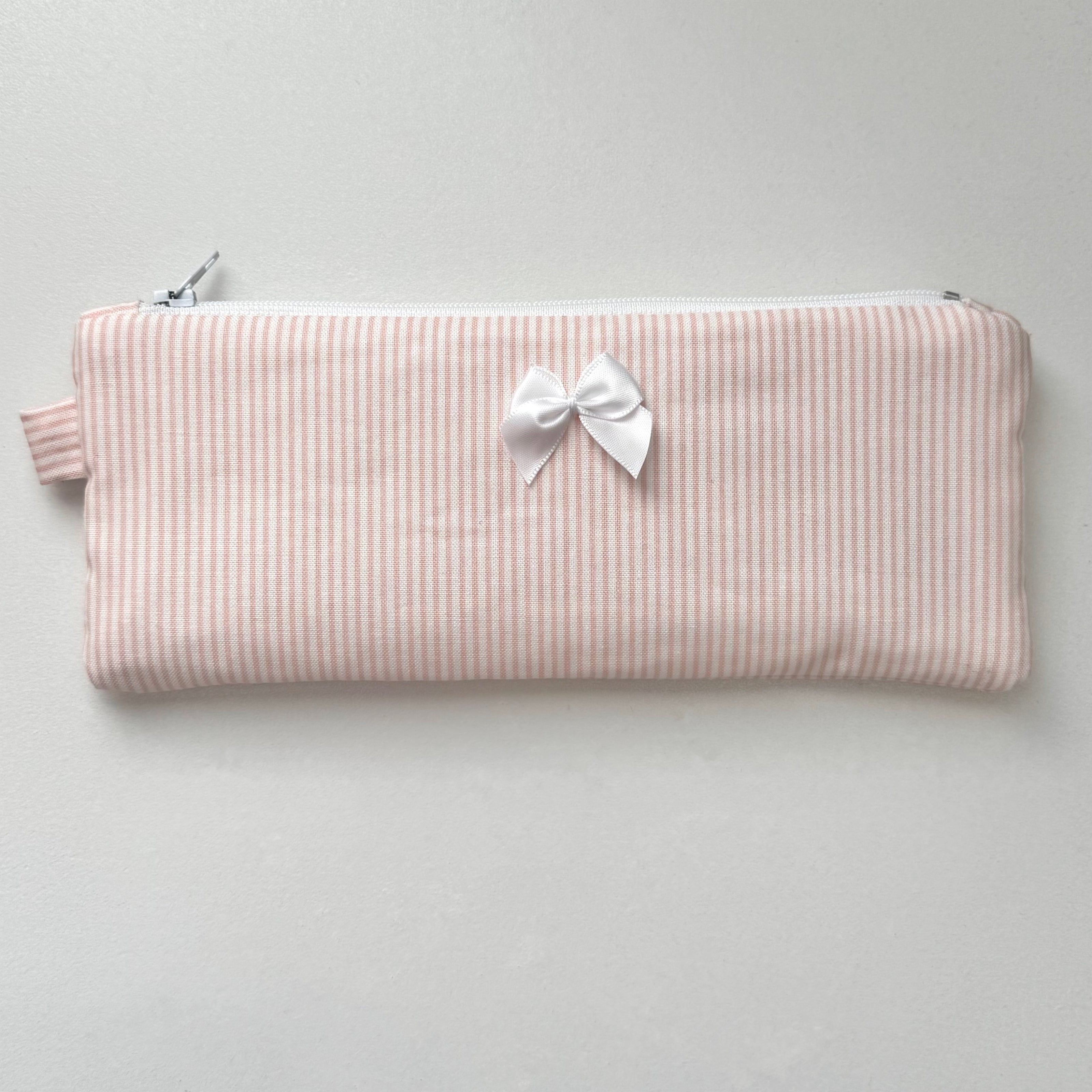Flat Blush Stripes Pencil Pouch