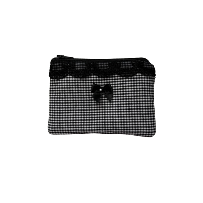 Black Lace Gingham Coin Pouch