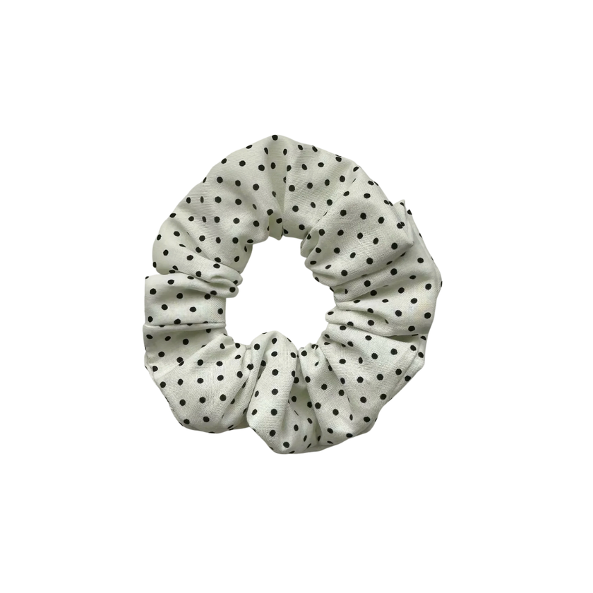 Black Polka Dot Cotton Scrunchie