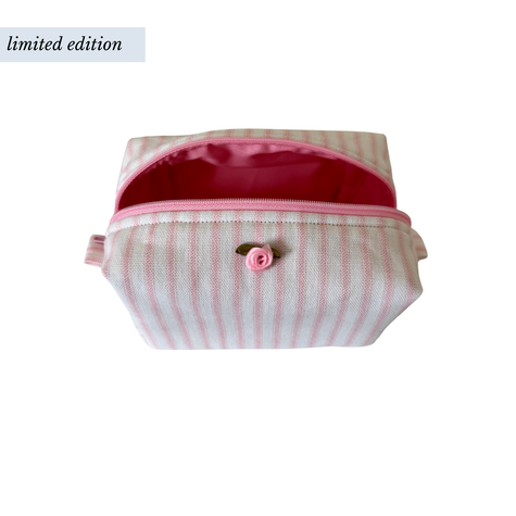 Small Pink Stripe Makeup Bag