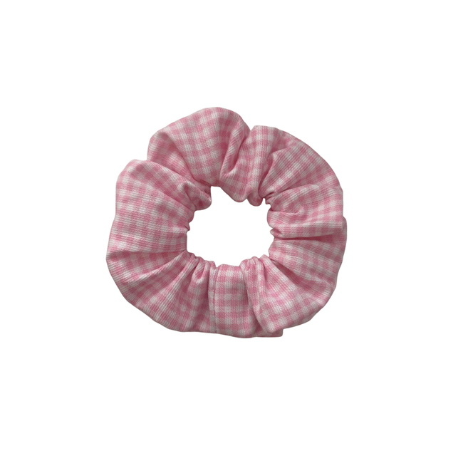 Pink Gingham Cotton Scrunchie