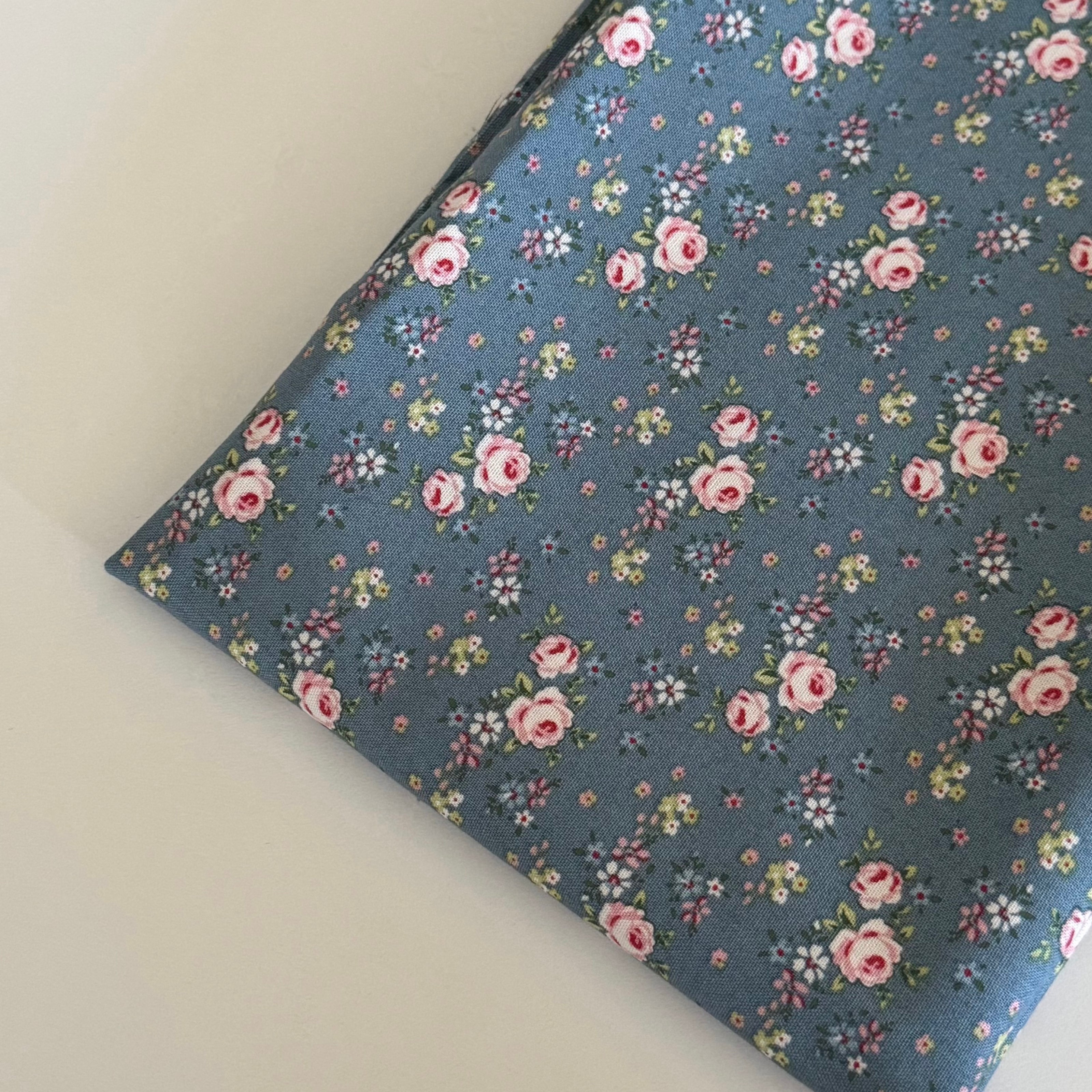 Remnant - Blue Rose Cotton Fabric