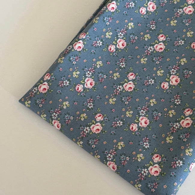 Remnant - Blue Rose Cotton Fabric