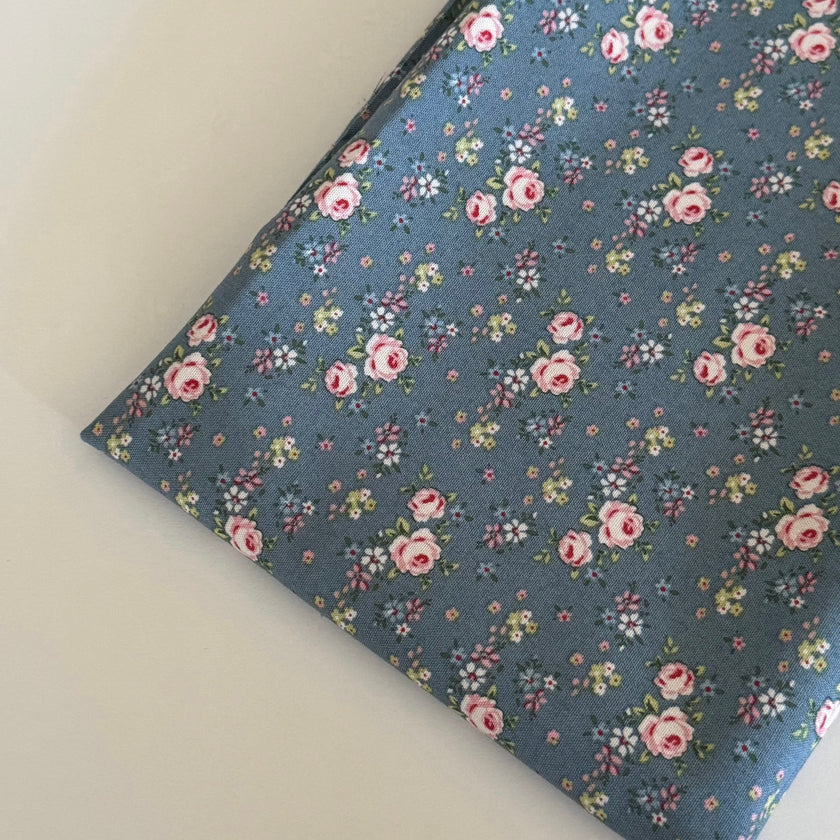 Remnant - Blue Rose Cotton Fabric