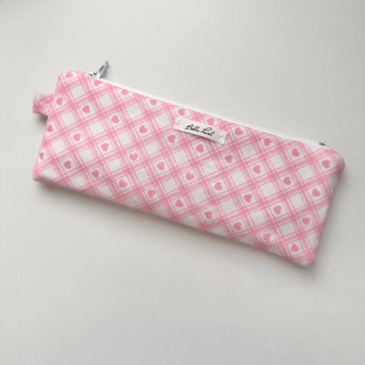 Flat Heart Plaid Pencil Pouch