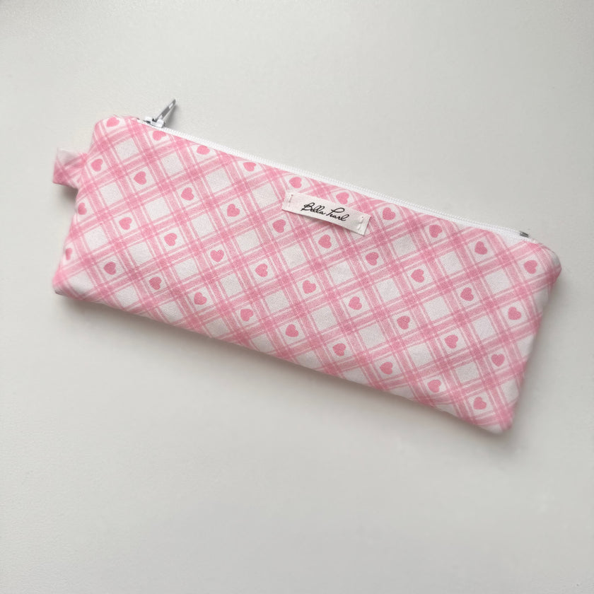 Flat Heart Plaid Pencil Pouch