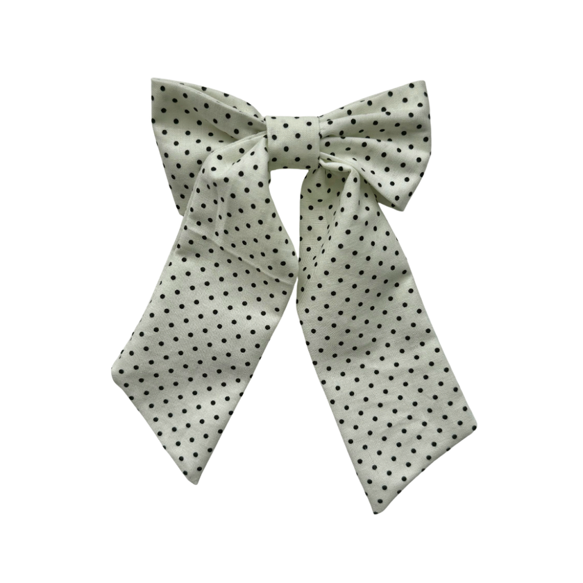 Black Polka Dot Alondra Hair Bow Clip
