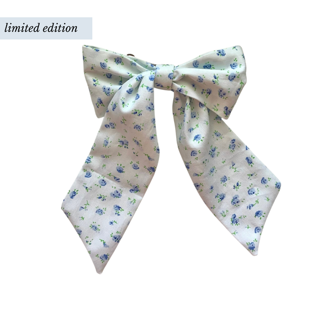 Blue Floral Alondra Hair Bow Clip