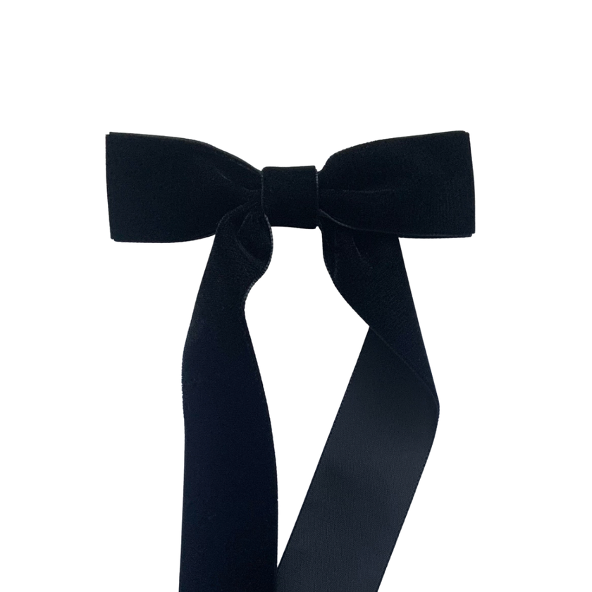 Onyx Velvet Hair Bow Clip