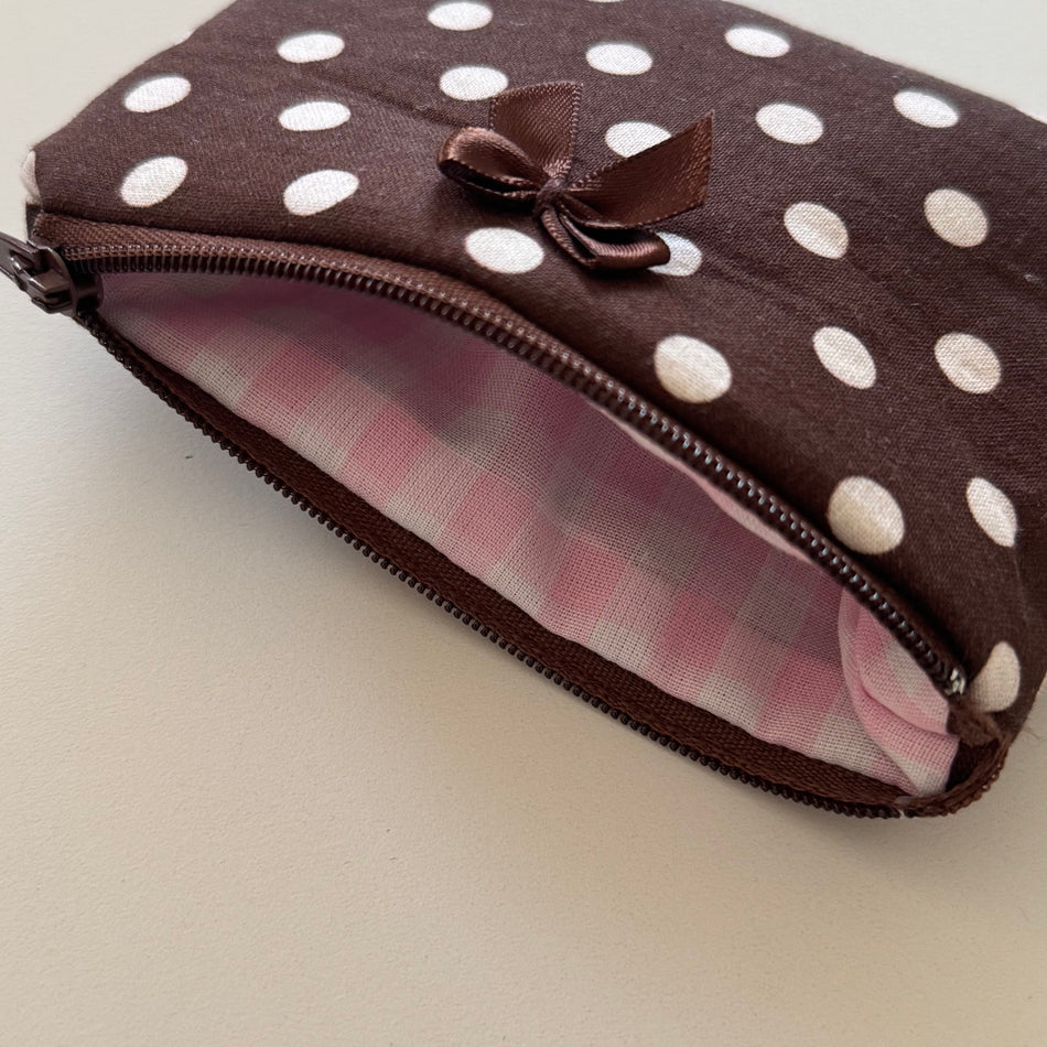 Brown Polka Dot Coin Pouch