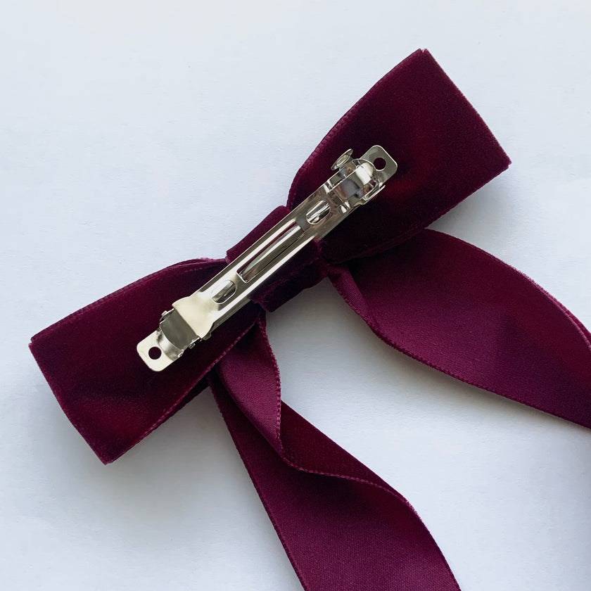 Mulberry Velvet Hair Bow Clip