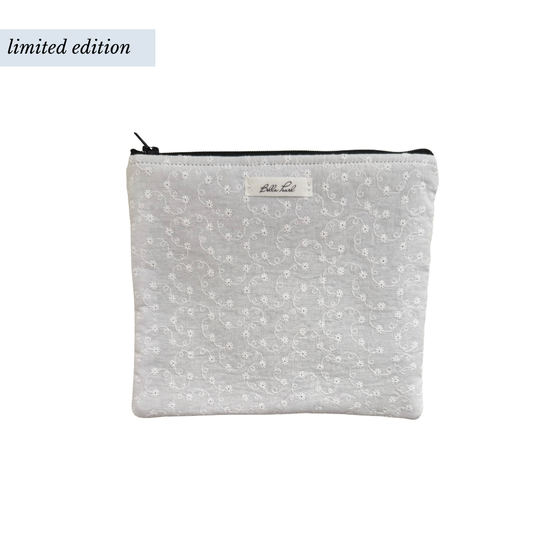 White Embroidered Pouch