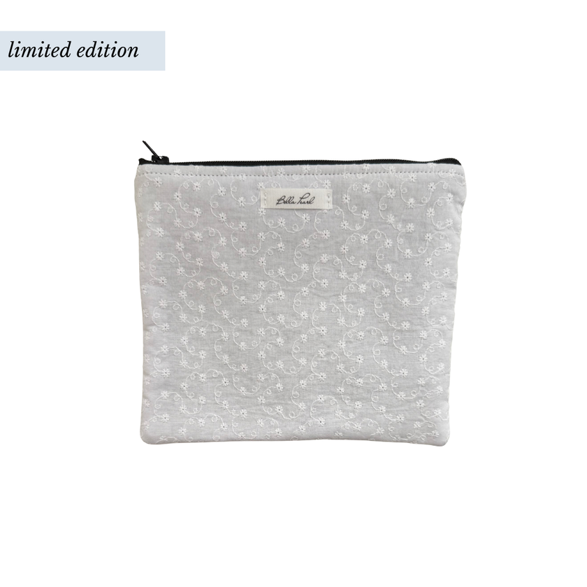 White Embroidered Pouch