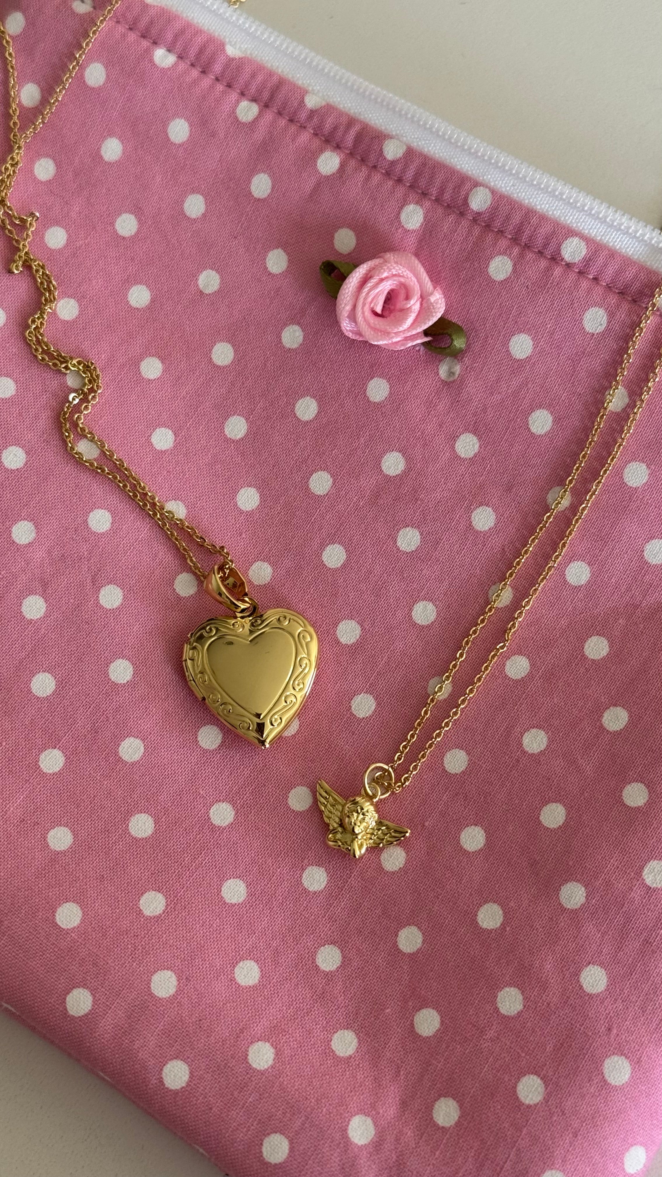 Gold Medium Heart Locket Necklace