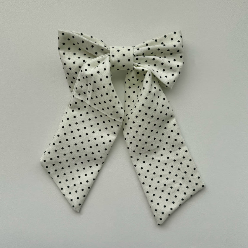 Black Polka Dot Alondra Hair Bow Clip