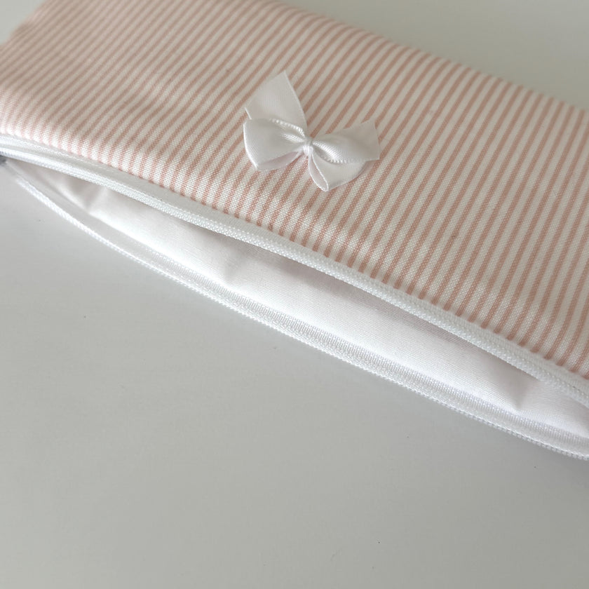 Flat Blush Stripes Pencil Pouch