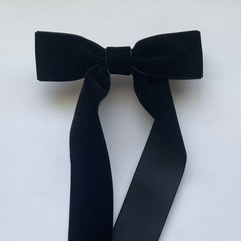 Onyx Velvet Hair Bow Clip