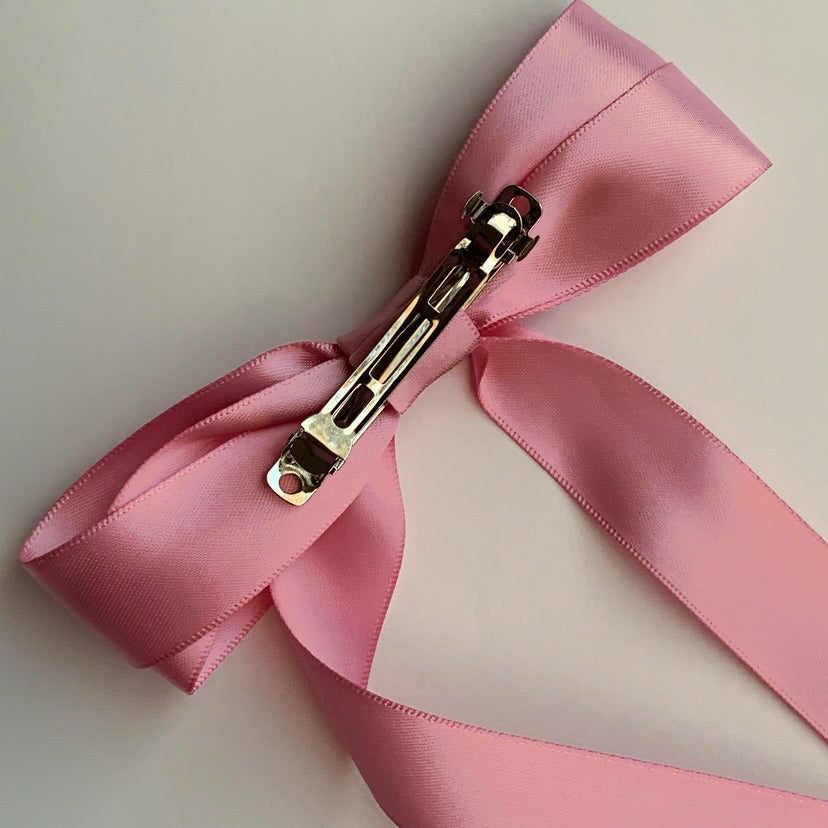 Mauve Rosette Hair Bow Clip