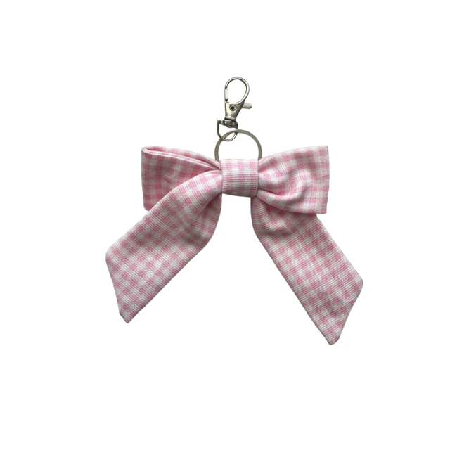 Pink Gingham Bow Bag Charm
