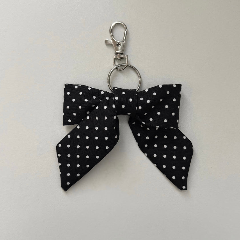 White Polka Dot Bow Charm