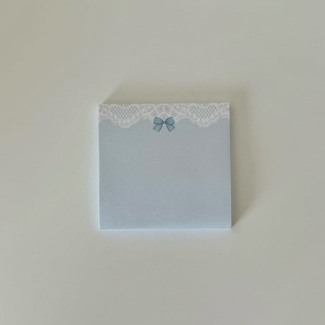 Blue Lace Bow Sticky Notes